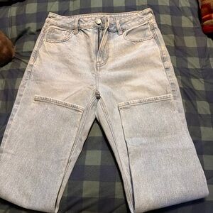 American Eagle Outfitters Light Gray Straight Leg Jeans